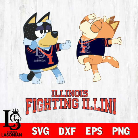 Illinois Fighting Illini Bluey Dance Svg Eps Dxf Png File, Digital Download, Instant Download