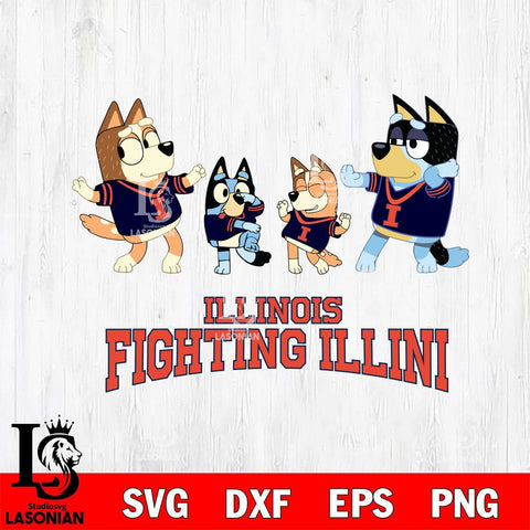 Illinois Fighting Illini Bluey Dance Squats Svg Eps Dxf Png File, Digital Download, Instant Download