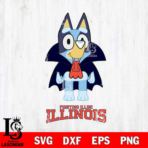 Illinois Fighting Illini Bluey Dracula Halloween Svg Eps Dxf Png File, Digital Download, Instant Download