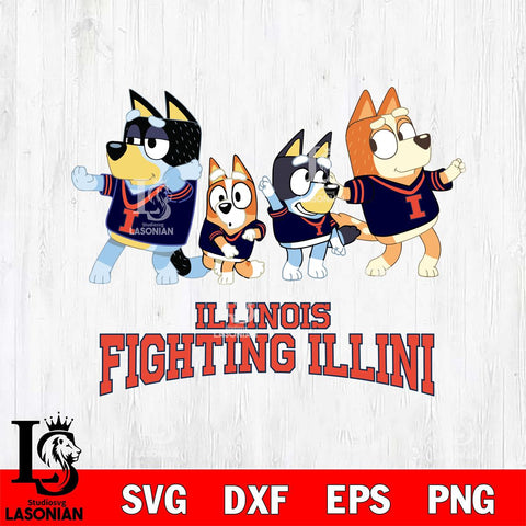 Illinois Fighting Illini Bluey Mode Dance Squats Svg Eps Dxf Png File, Digital Download, Instant Download