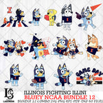 Illinois Fighting Illini Bluey NCAA Bundle 12 Svg Eps Dxf Png File, Digital Download, Instant Download