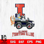 Illinois Fighting Illini Bluey friends car Svg Eps Dxf Png File, NCAA svg, Digital Download, Instant Download
