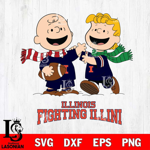 Illinois Fighting Illini Charlie Brown & Linus Football Cricut,Christmas SVG DXF EPS PNG FILE, NCAA Digital Download,Instant Download, Silhouette