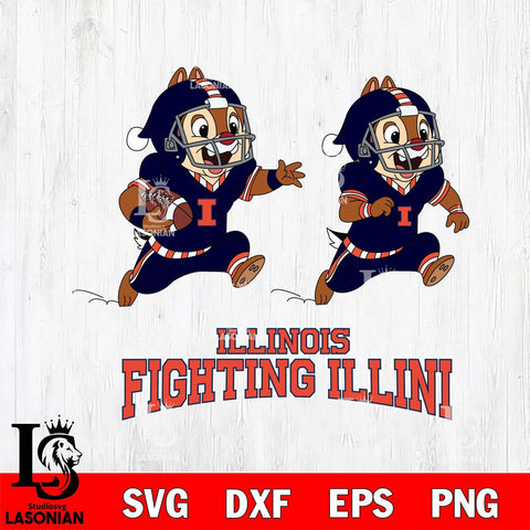 Illinois Fighting Illini Chip & Dale Football Cricut,Christmas SVG DXF EPS PNG FILE, NCAA Digital Download,Instant Download, Silhouette