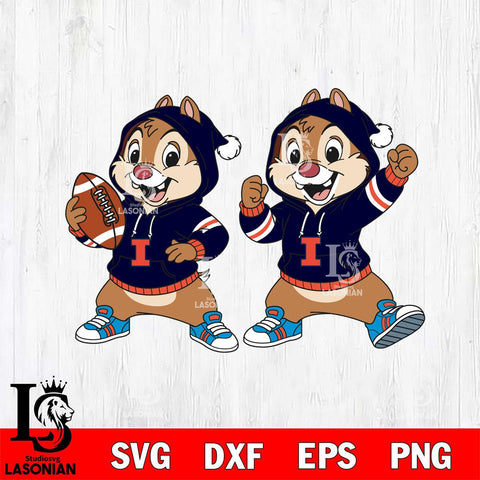 Illinois Fighting Illini Chip và Dale Football File Cut, NCAA SVG DXF EPS PNG FILE, Digital Download , Criucut , Silhouette