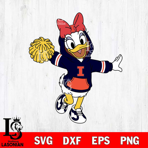 Illinois Fighting Illini Daisy Duck Cheerleader Christmas File Cut, NCAA SVG DXF EPS PNG FILE, Digital Download , Criucut , Silhouette