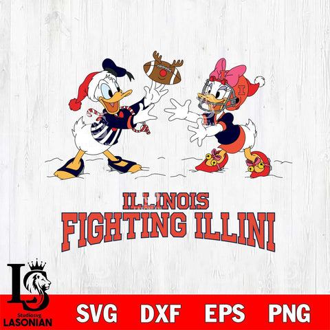 Illinois Fighting Illini Donald Duck & Daisy Duck Football Cricut,Christmas SVG DXF EPS PNG FILE, NCAA Digital Download,Instant Download, Silhouette