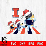 Illinois Fighting Illini Family Bluey Walking Christmas Svg Eps Dxf Png File, Digital Download, Instant Download