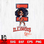 Illinois Fighting Illini Fan Girl Svg Eps Dxf Png File, Digital Download, Instant Download