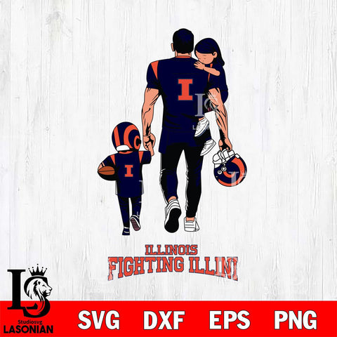 Illinois Fighting Illini Father And Son Football SVG DXF EPS PNG FILE,NCAA SVG, Father day Digital Download,Instant Download, Silhouette