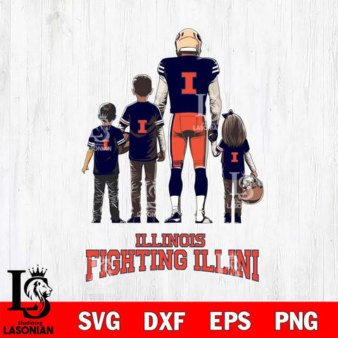 Illinois Fighting Illini Father Football SVG DXF EPS PNG FILE,NCAA SVG, Father day Digital Download,Instant Download, Silhouette