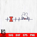 Illinois Fighting Illini Father Heart Beat Svg Eps Dxf Png File, Digital Download, Instant Download