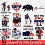 Illinois Fighting Illini Fathers Day NCAA Bundle 12 Svg Eps Dxf Png File, Digital Download, Instant Download