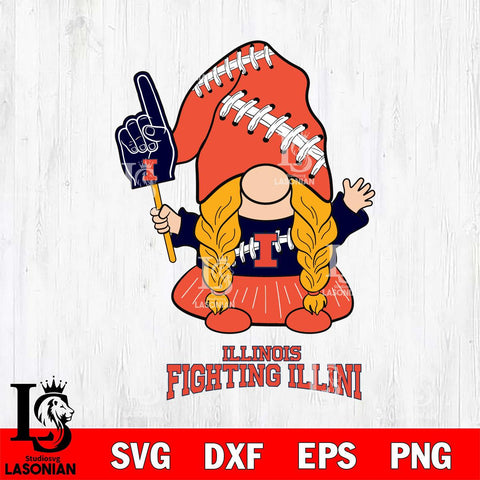 Illinois Fighting Illini Gnomes Fan Svg Eps Dxf Png File, Digital Download, Instant Download