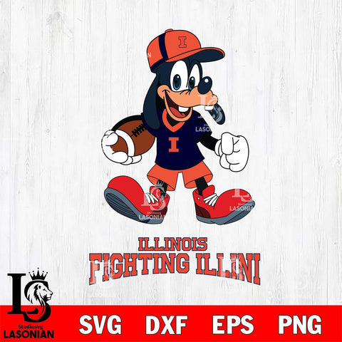 Illinois Fighting Illini Goofy Football Player SVG DXF EPS PNG FILE,NCAA svg ,Football Digital Download,Instant Download, Silhouette