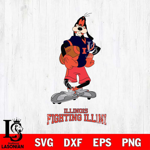Illinois Fighting Illini Goofy Player SVG DXF EPS PNG FILE,NCAA svg ,Football Digital Download,Instant Download, Silhouette