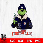 Illinois Fighting Illini Grinch Christmas Cut Files Cricut, Svg Dxf Eps Png file, Digital download , Silhouette