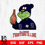 Illinois Fighting Illini Grinch Drinking Beer Christmas Cut Files Cricut, Svg Dxf Eps Png file, Digital download , Silhouette