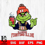 Illinois Fighting Illini Grinch with coffee Svg Eps Dxf Png File, Digital Download, Instant Download