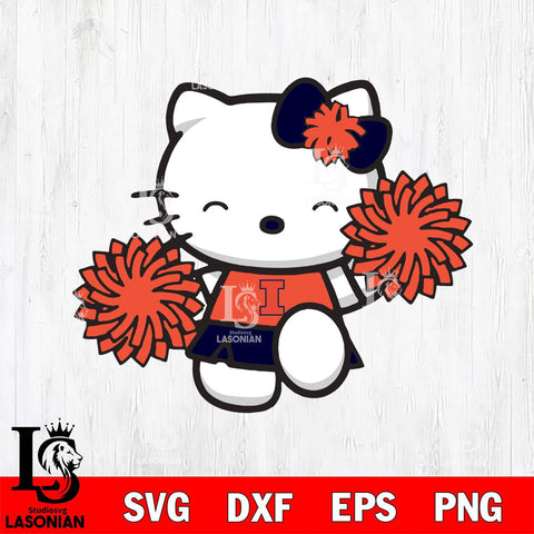 Illinois Fighting Illini Hello Kitty Cheerleader Svg Eps Dxf Png File, Digital Download, Instant Download
