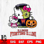 Illinois Fighting Illini Hello Kitty Horror 10 Svg Eps Dxf Png File, Digital Download