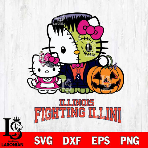 Illinois Fighting Illini Hello Kitty Horror 10 Svg Eps Dxf Png File, Digital Download