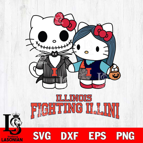 Illinois Fighting Illini Hello Kitty Horror 11 Svg Eps Dxf Png File, Digital Download