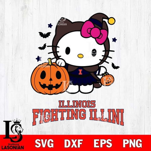 Illinois Fighting Illini Hello Kitty Horror 1 Svg Eps Dxf Png File, Digital Download