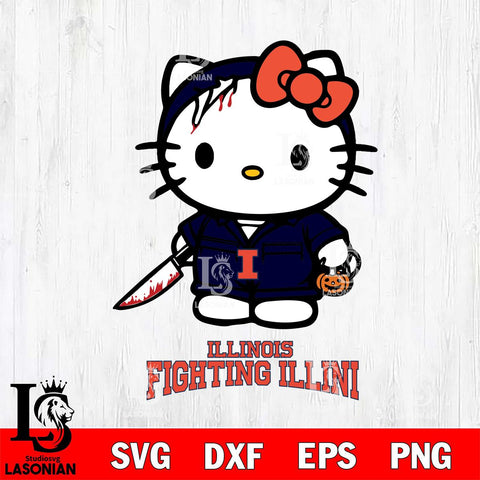 Illinois Fighting Illini Hello Kitty Horror 5 Svg Eps Dxf Png File, Digital Download