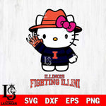 Illinois Fighting Illini Hello Kitty Horror 6 Svg Eps Dxf Png File, Digital Download