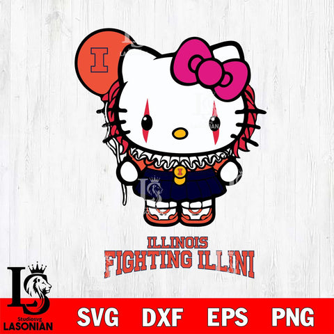 Illinois Fighting Illini Hello Kitty Horror 7 Svg Eps Dxf Png File, Digital Download