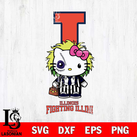 Illinois Fighting Illini Hello Kitty Horror 8 Svg Eps Dxf Png File, Digital Download