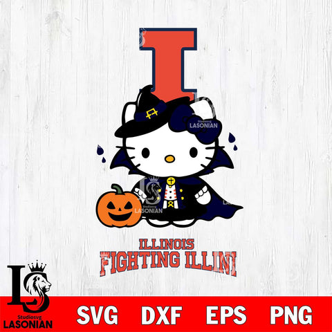 Illinois Fighting Illini Hello Kitty Horror 9 Svg Eps Dxf Png File, Digital Download