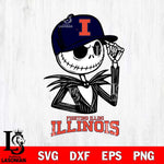 Illinois Fighting Illini Jack Skellington 3 Halloween Svg Eps Dxf Png File, NCAA svg, Digital Download, Instant Download