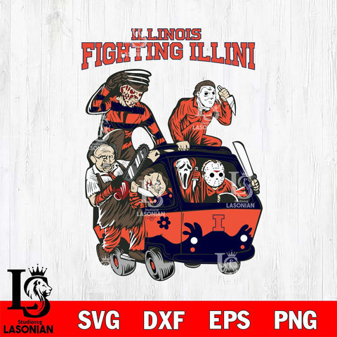 Illinois Fighting Illini Jason Voorhees Horror 10 Svg Eps Dxf Png File, NCAA svg, Digital Download, Instant Download