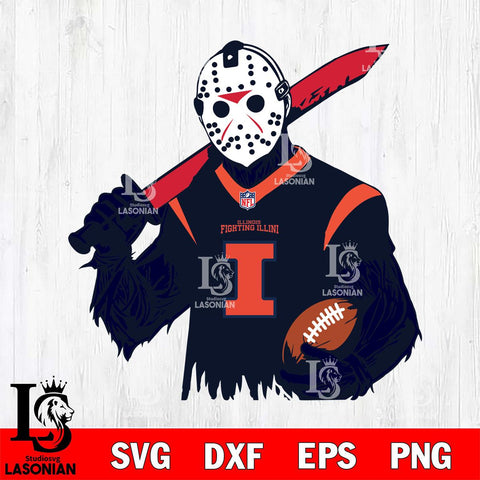Illinois Fighting Illini Jason Voorhees Horror 11 Svg Eps Dxf Png File, NCAA svg, Digital Download, Instant Download