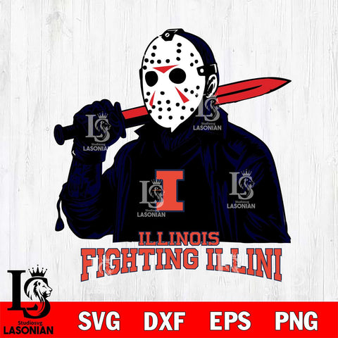 Illinois Fighting Illini Jason Voorhees Horror 12 Svg Eps Dxf Png File, NCAA svg, Digital Download, Instant Download