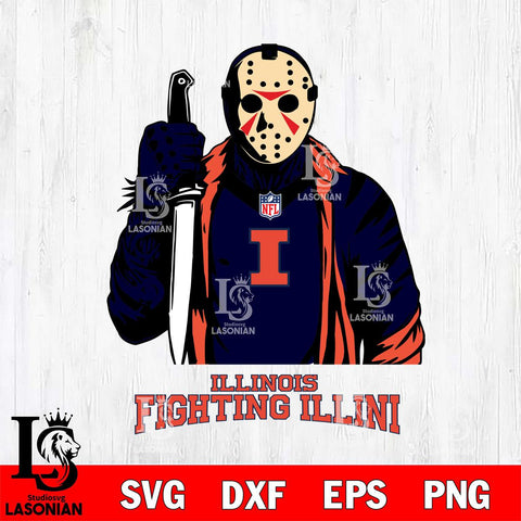 Illinois Fighting Illini Jason Voorhees Horror 3 Svg Eps Dxf Png File, NCAA svg, Digital Download, Instant Download