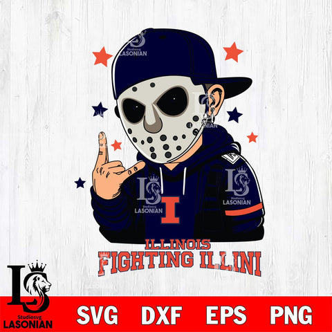 Illinois Fighting Illini Jason Voorhees Horror 9 Svg Eps Dxf Png File, NCAA svg, Digital Download, Instant Download