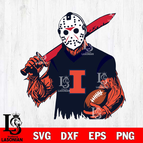 Illinois Fighting Illini Jason Voorhees Horror Halloween 2 Svg Eps Dxf Png File, NCAA svg, Digital Download, Instant Download