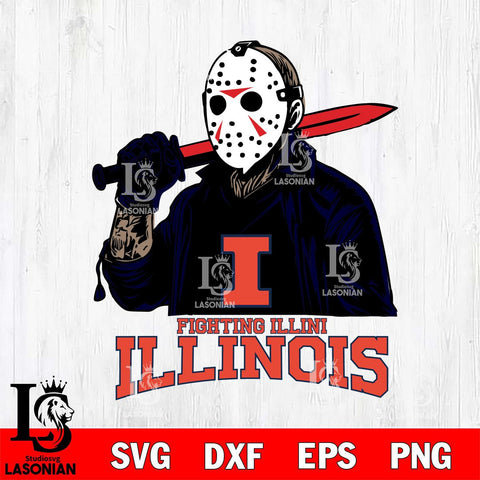 Illinois Fighting Illini Jason Voorhees Horror Halloween Svg Eps Dxf Png File, NCAA svg, Digital Download, Instant Download