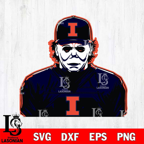 Illinois Fighting Illini Michael Myers Horror Halloween Svg Eps Dxf Png File, NCAA svg, Digital Download, Instant Download