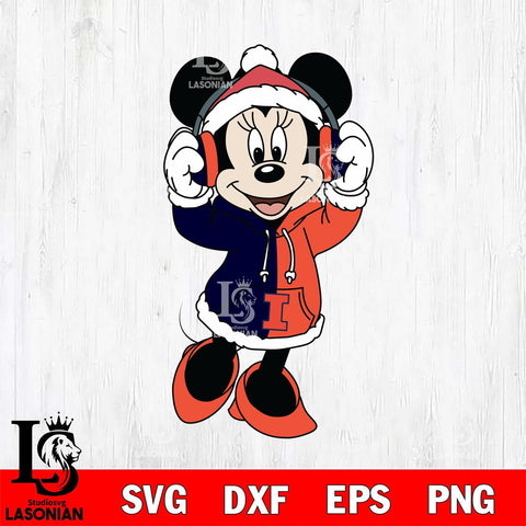 Illinois Fighting Illini Minnie Mouse Disney Football Christmas File Cut, NCAA SVG DXF EPS PNG FILE, Digital Download , Criucut , Silhouette