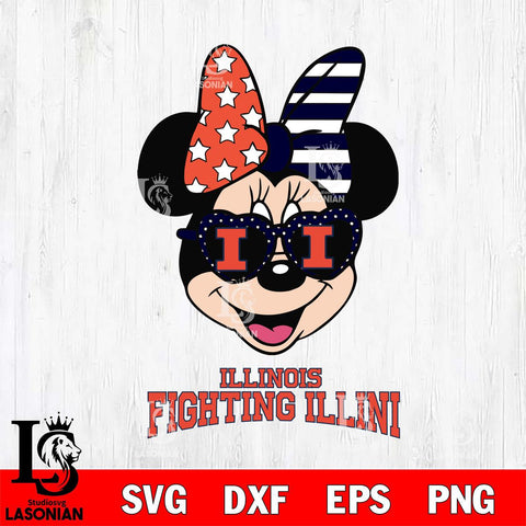 Illinois Fighting Illini Minnie Mouse Love 2, Svg Eps Dxf Png File, Digital Download