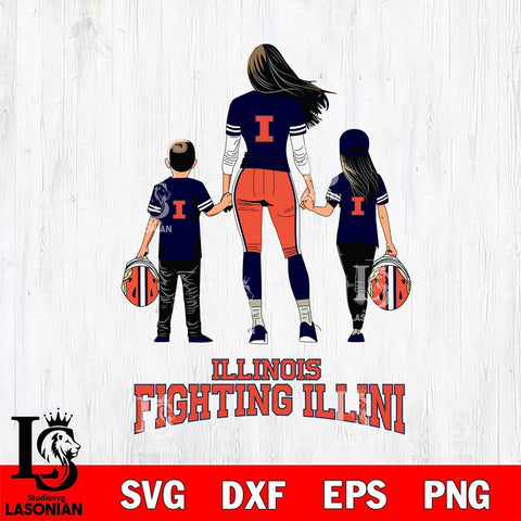 Illinois Fighting Illini Mother and son Rugby SVG DXF EPS PNG FILE,NCAA SVG, Father day Digital Download,Instant Download, Silhouette
