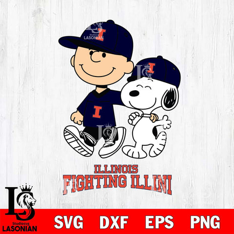 Illinois Fighting Illini Peanuts Snoopy Friends SVG DXF EPS PNG FILE,Snoopy File Cut, NCAA Digital Download,Instant Download,Christmas Silhouette