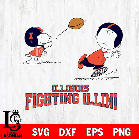 Illinois Fighting Illini Peanuts play football SVG DXF EPS PNG FILE,Snoopy File Cut, NCAA Digital Download,Instant Download,Christmas Silhouette