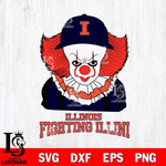 Illinois Fighting Illini Pennywise Horror Sport 10 Svg Eps Dxf Png File, Digital Download