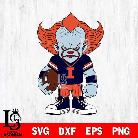 Illinois Fighting Illini Pennywise Horror Sport 11 Svg Eps Dxf Png File, Digital Download