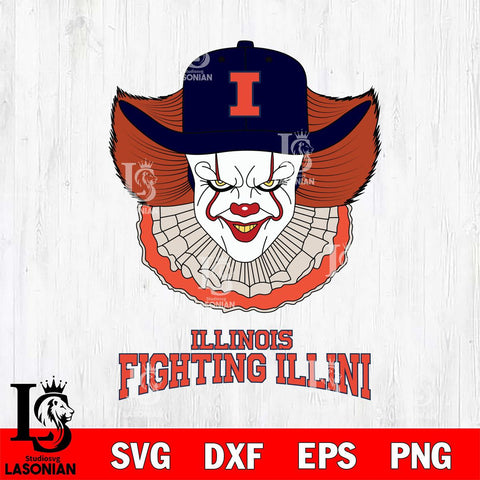 Illinois Fighting Illini Pennywise Horror Sport 12 Svg Eps Dxf Png File, Digital Download